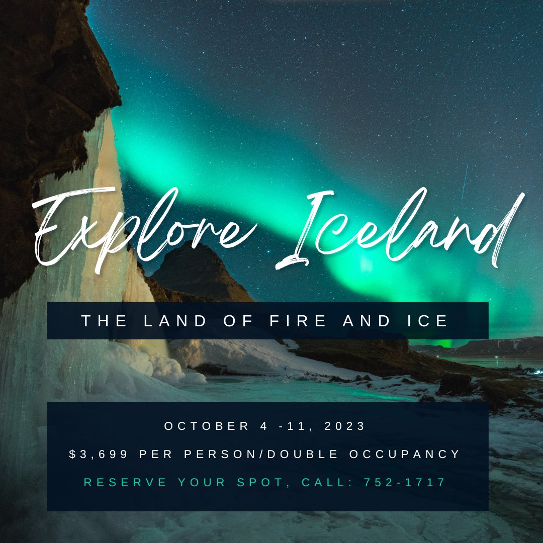 REGISTRATION Extended!! Don't let this one slip by you!! Iceland: The Land of Fire and Ice. 8 days/6 nights, with an unbelievable itinerary! Go here: https://t.co/IWOAZiMVzC  and check out all the places you'll see and things you'll do!! Bucket List no more!! It's TIME!!  #coa https://t.co/mBuMgfG3rC