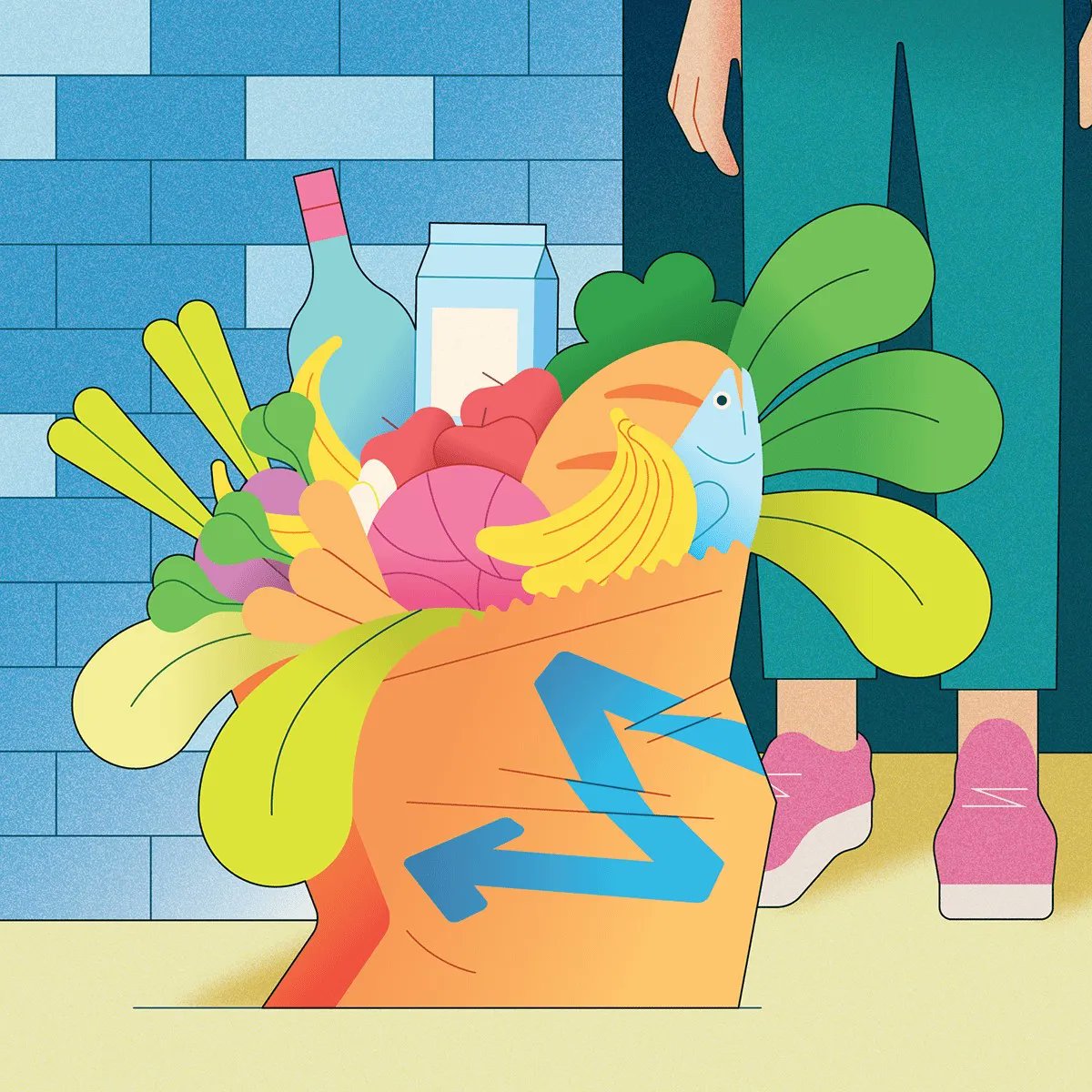 DirIllustration's tweet image. #Editorial #illustrations by Kiki Ljung for #StylistMagazine's article on #OcadoZoom, a grocery delivery service.

Kiki is represented by @folioart. Explore more: buff.ly/33nvu9d 

#LeadwithWellness #wellness #health #nutrition #healthyeating #groceries #vectorart #food