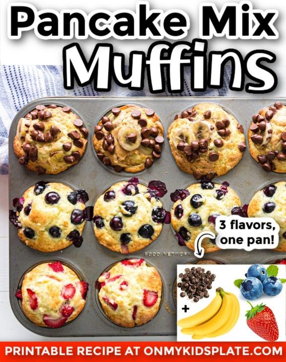 Pancake Mix Muffins - 3 flavors, one pan!
This easy recipe starts with pancake mix and makes three muffin flavors all in the same pan!  #muffins #easybaking onmykidsplate.com/pancake-mix-mu…
