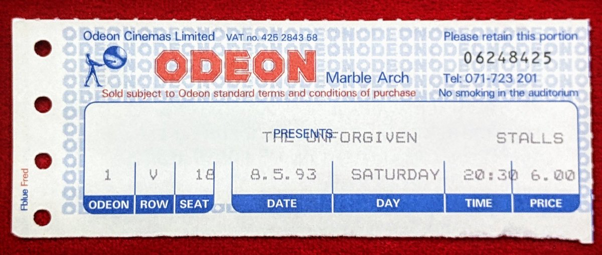30 years ago tonight I was enjoying some #ClintEastwood on the (very) big screen at the #OdeonMarbleArch.

@ClintForever 
#TicketStubs
#Cinema
#London
#WesternMovies