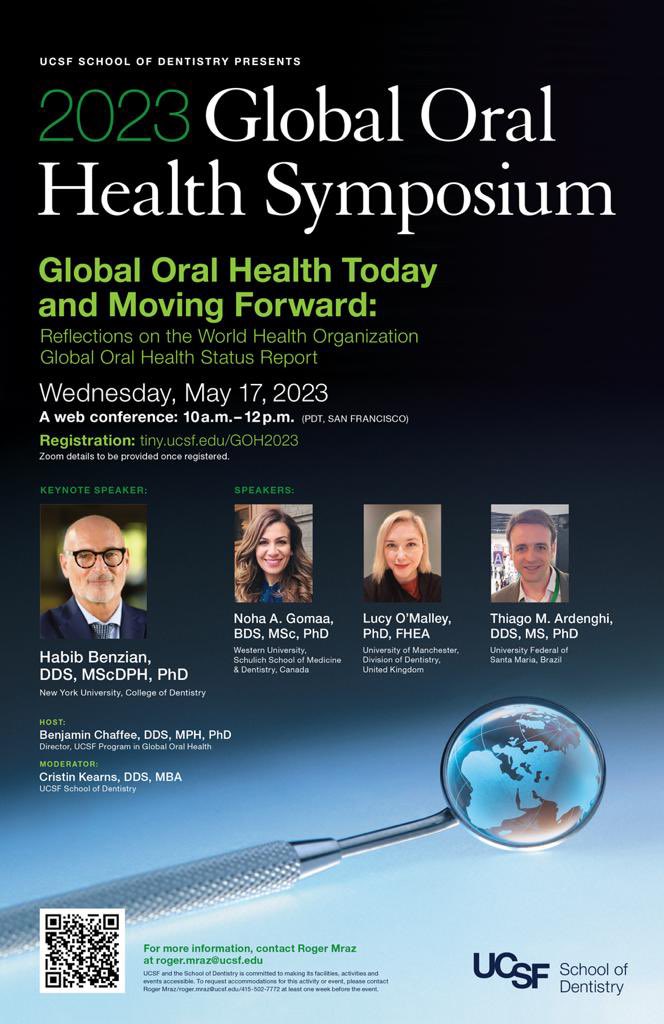 Noha A. Gomaa (@drngomaa) on Twitter photo Thrilled to be joining this panel alongside Drs. Benzian, O’Malley and Ardenghi <a href="/UCSF/">UC San Francisco</a> Global Oral Health Symposium to reflect on the WHO Global Oral Health Status Report. Thank you <a href="/benchaffee/">Ben Chaffee</a> and <a href="/ucsfdentistry/">UCSF Dentistry</a> for the invitation!
<a href="/SchulichMedDent/">Schulich WesternU</a> <a href="/WesternU/">Western University</a> <a href="/NYUDental/">NYU Dentistry</a> Thrilled to be joining this panel alongside Drs. Benzian, O’Malley and Ardenghi <a href="/UCSF/">UC San Francisco</a> Global Oral Health Symposium to reflect on the WHO Global Oral Health Status Report. Thank you <a href="/benchaffee/">Ben Chaffee</a> and <a href="/ucsfdentistry/">UCSF Dentistry</a> for the invitation!
<a href="/SchulichMedDent/">Schulich WesternU</a> <a href="/WesternU/">Western University</a> <a href="/NYUDental/">NYU Dentistry</a>