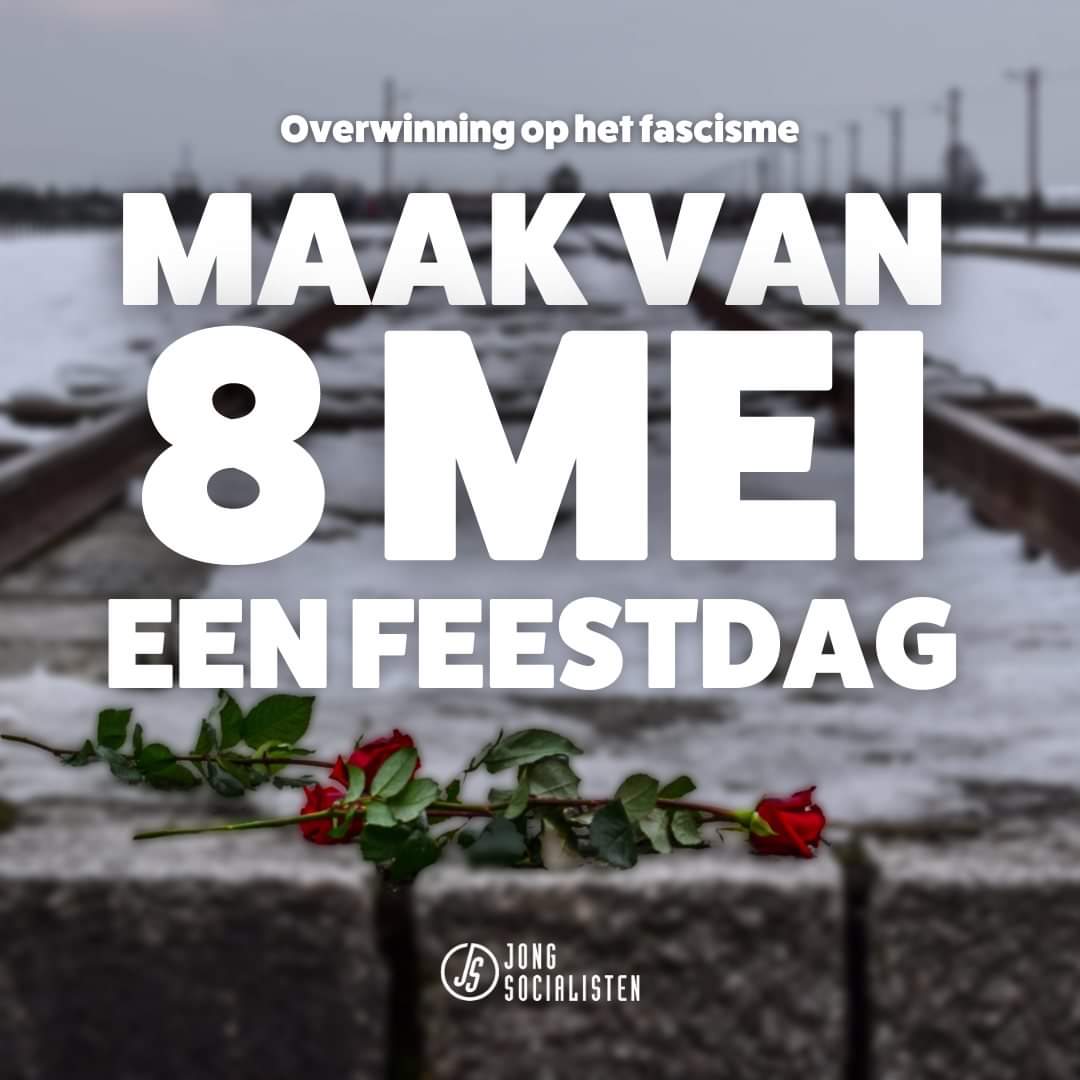 JSVilvoorde's tweet photo. Maak van 8 mei, de dag waarop we de overwinning tegen het fascisme vieren, opnieuw een wettelijke feestdag! 🔻✊

Het is belangrijker dan ooit, want extreemrechts is terug van nooit weggeweest... @8meicoalitie https://t.co/U2mm3qP418
