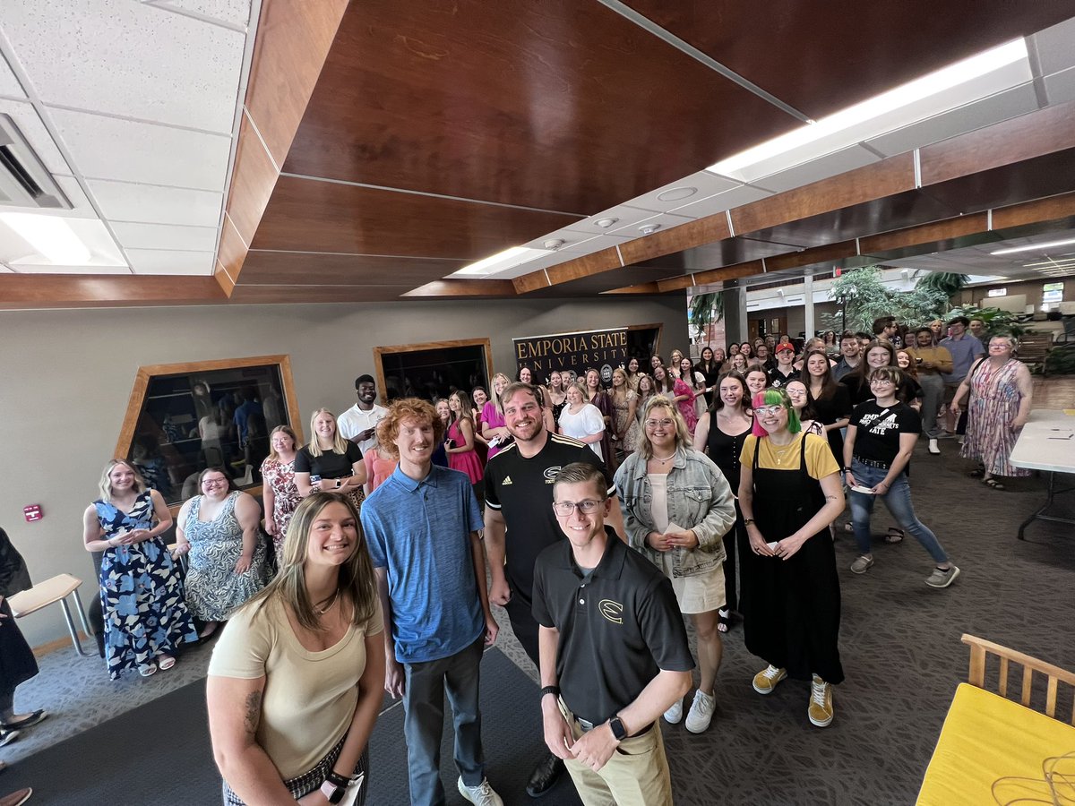 Secondary and elementary students right before their Induction ceremony today at the one room schoolhouse on the <a href="/emporiastate/">Emporia State Univ.</a> campus.