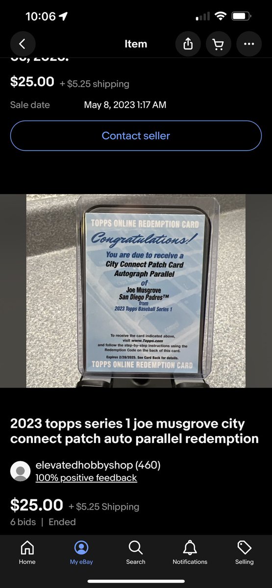 Johnny45205140's tweet photo. I won this in an auction on eBay last night &amp; hyped to send it in. Does anyone know how long Topps takes to send them out? #topps #redemption @CardPurchaser https://t.co/supFFzwSeB