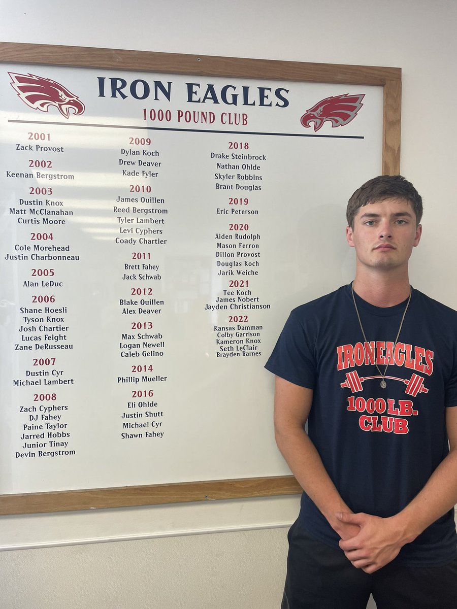 What an end to a Senior Year.  <a href="/GabeaWalter/">Gabriel Walter</a> joins the 1000 Pound Club in his last week of HS. He made it his goal and worked hard to make it. Congratulations! #EagleNation #SAW #Family