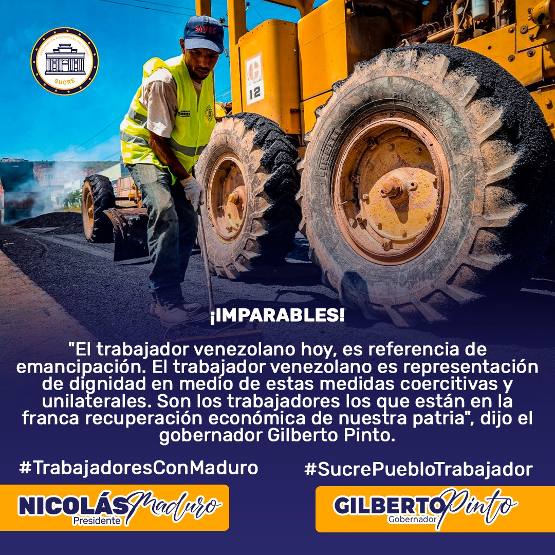 #TrabajadoresConMaduro
#SucrePuebloTrabajador
@ConMaduroMas_ 
#SucreSeResteaConNicolás