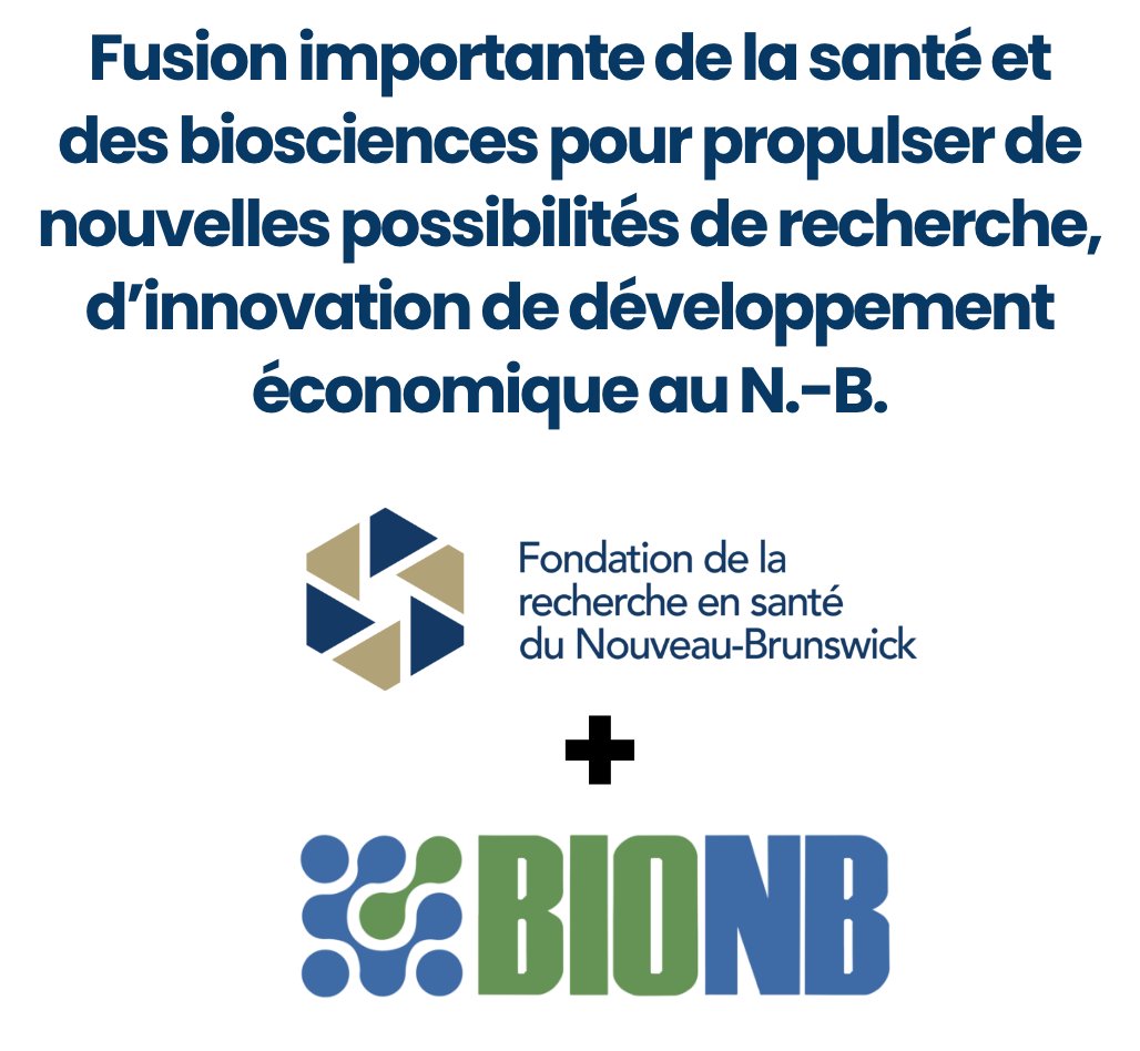 Excellente nouvelle pour le domaine de la santé et des biosciences du Nouveau-Brunswick! <a href="/BioscienceNB/">BioNB</a> et La <a href="/NBHRF/">ResearchNB | RechercheNB</a> fusionnent pour mieux soutenir la recherche, attirer le meilleur talent et assurer la croissance de la bioéconomie.

Apprenez-en plus ici zurl.co/seQy