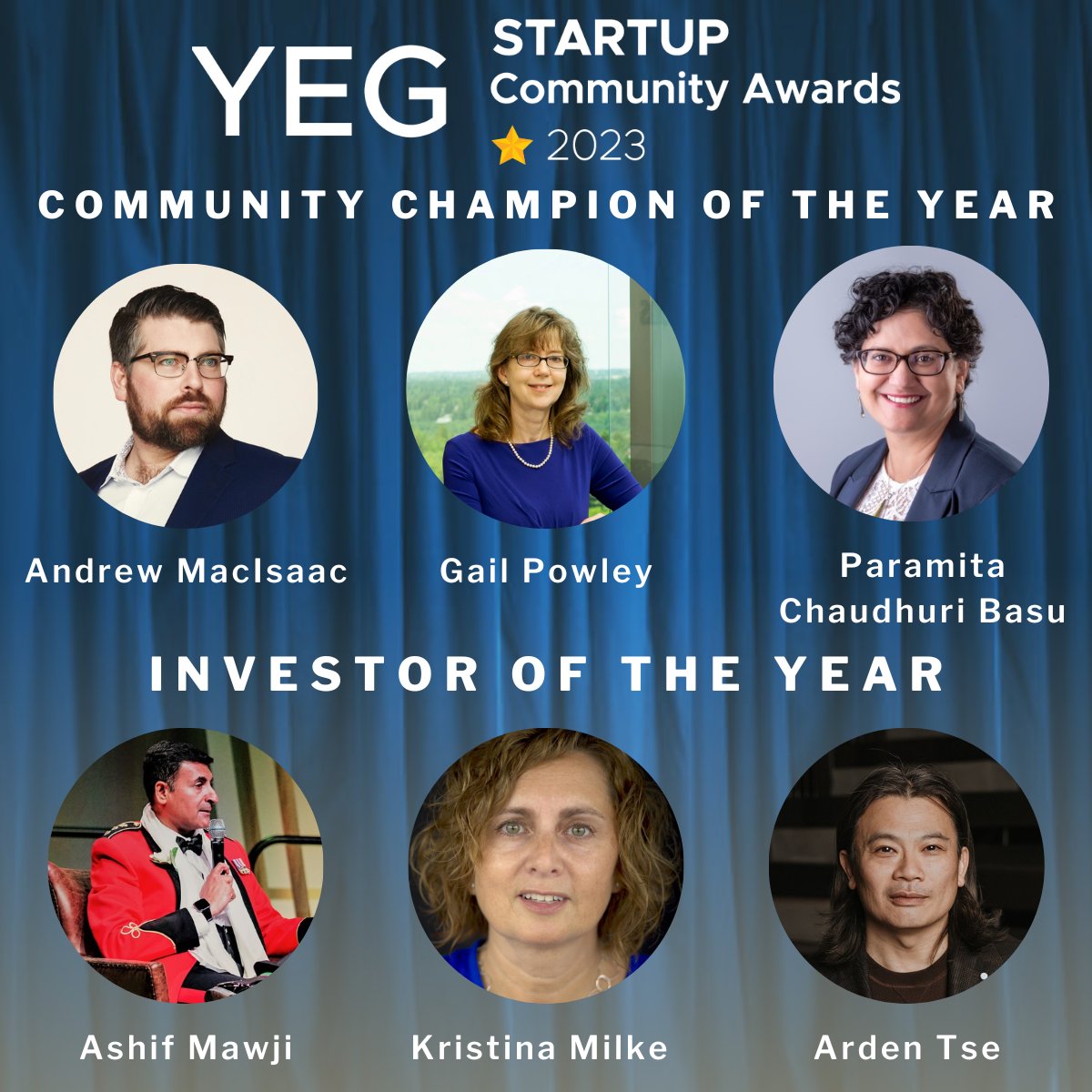 Check out this list of top nominees for the following awards:
Support Organization of the Year
Best Startup Workplace of the Year
Pivot of the Year
Community Champion of the Year
Investor of the Year

Look forward to celebrating their accomplishments on May 10th!

#yegawards
