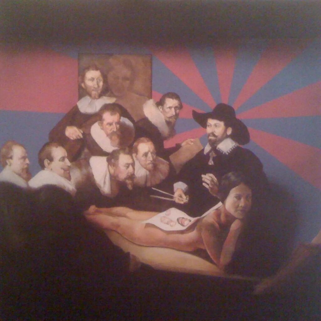 The Body Sushi of Dr Tulp
Acrylic on canvas
2009

A painting inspired by another painting

#contemporaryart #contemporaryrealism #canadianart #rembrandt #bodysushi
