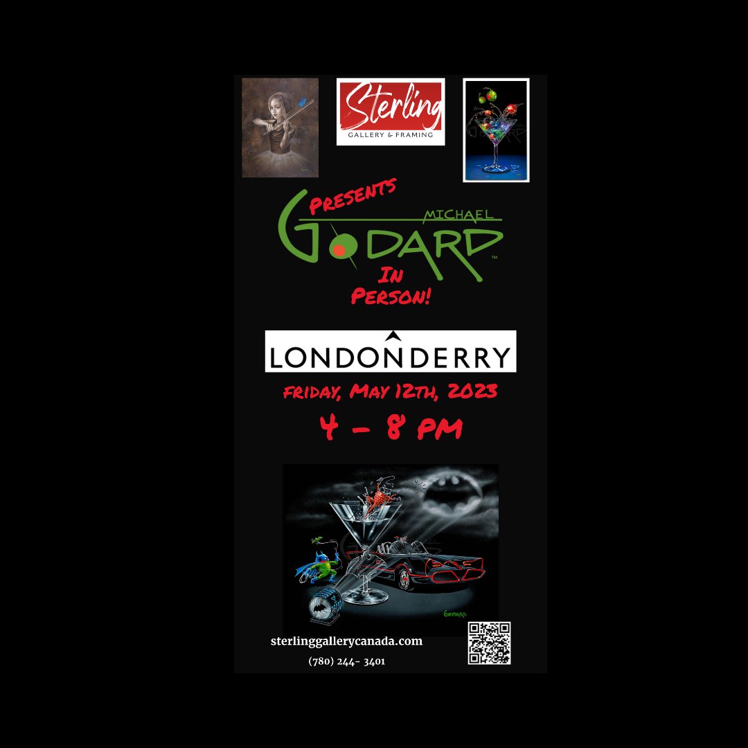 LondonderryMall's tweet image. Get ready to check out some amazing artwork by Michael Godard this Friday at Sterling Gallery and Framing! 🔥 

From 4pm-8pm, you&apos;ll be able to enjoy some amazing art AND get your hands on some amazing pieces. 🤩 

Don&apos;t miss out! 

#art #michaelgodard #sterlinggalleryandframing