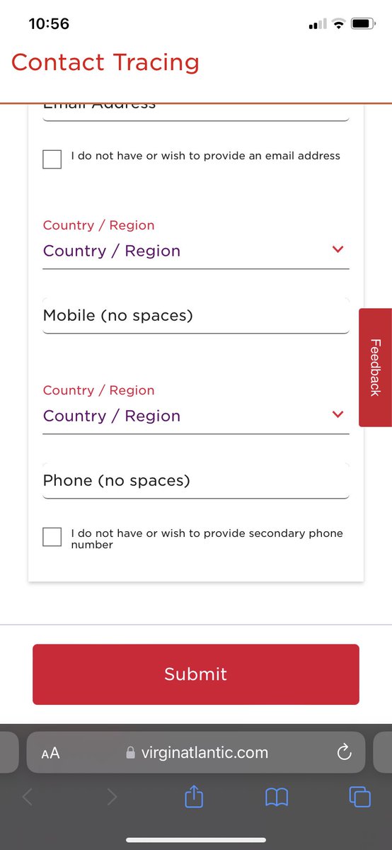 ama_pizz's tweet photo. @VirginAtlantic It does not. Will I be able to complete this at the airport since it doesn’t give me the option? https://t.co/W7gHBqrPwW