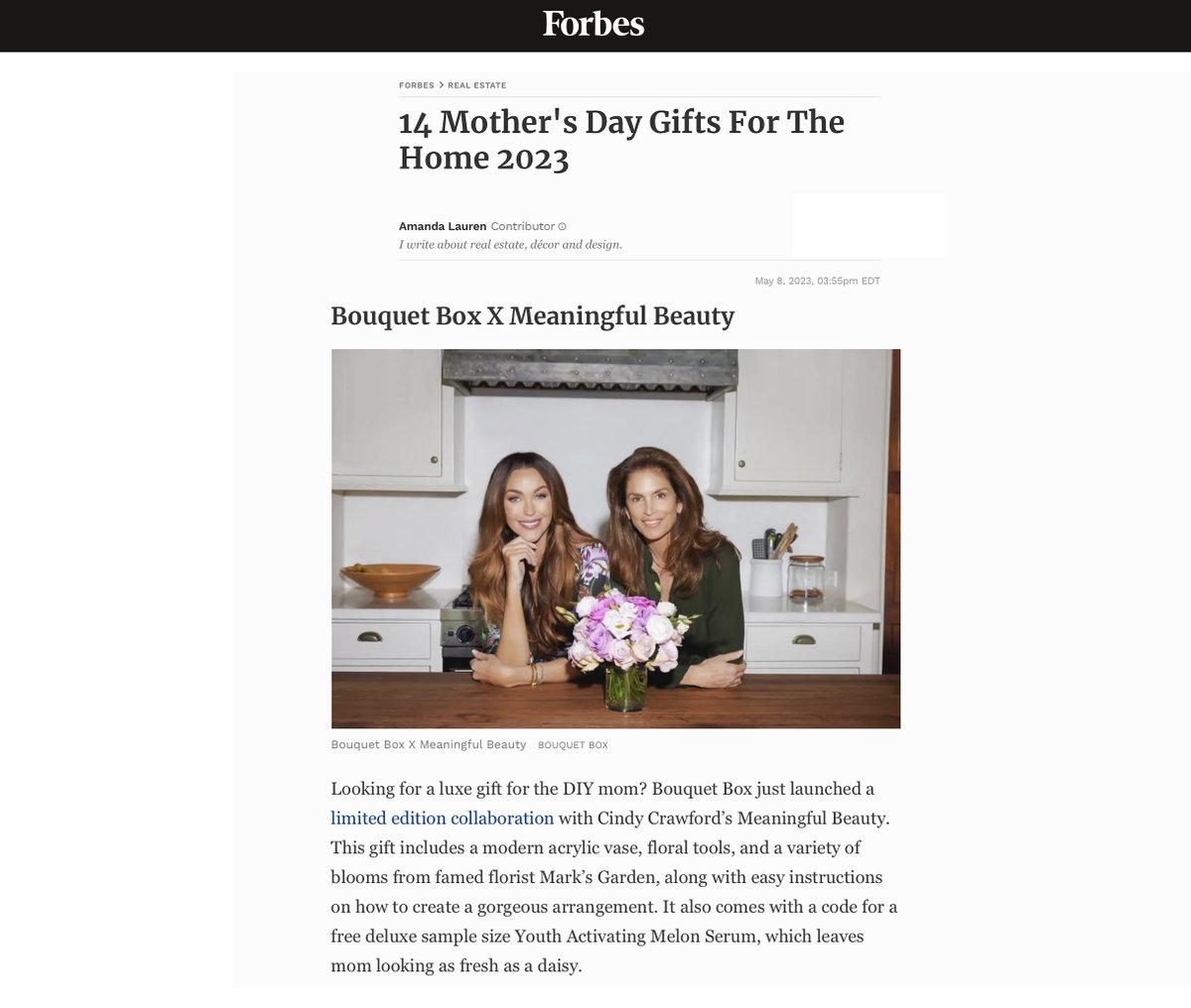 Last chance to order our Meaningful Blooms @BouquetBox arrangement with Cindy Crawford's Meaningful Beauty in time for Mother's Day. As seen in <a href="/Forbes/">Forbes</a> Starting at $79. Xx
bouquetbox.com