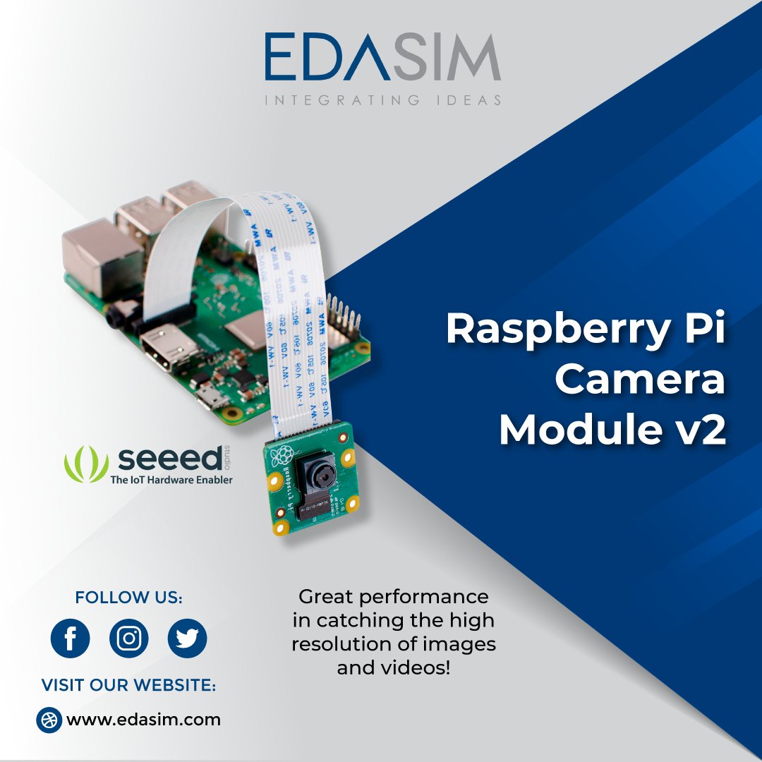 EdasimLlc's tweet photo. The #camera Module V2 is the #RaspberryPi camera board that carries an #8megapixel Sony IMX219 sensor which has a great performance in catching the #high #resolution of images and videos. To know more, visit our website https://t.co/A8CyM0K5ix #Seeed #picamera #tech https://t.co/c6ZfqcNhIW