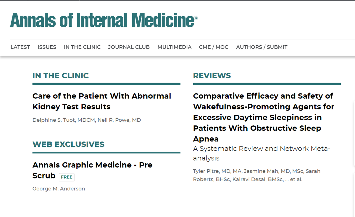 The latest from Annals of Internal Medicine is online now. Explore new research on genetic screening, wakefulness-promoting agents for #SleepApnea, and more: acpjournals.org/latest/aim