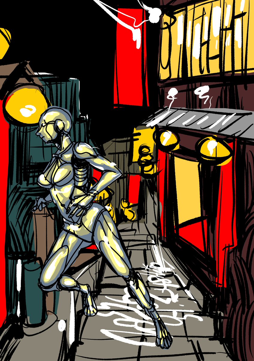 背景と女性のシルエットの練習。 https://t.co/aV7FCHT35R