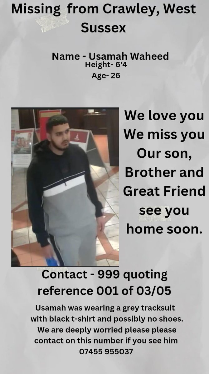 Missing  from crawley West sussex,we all love you come home soon