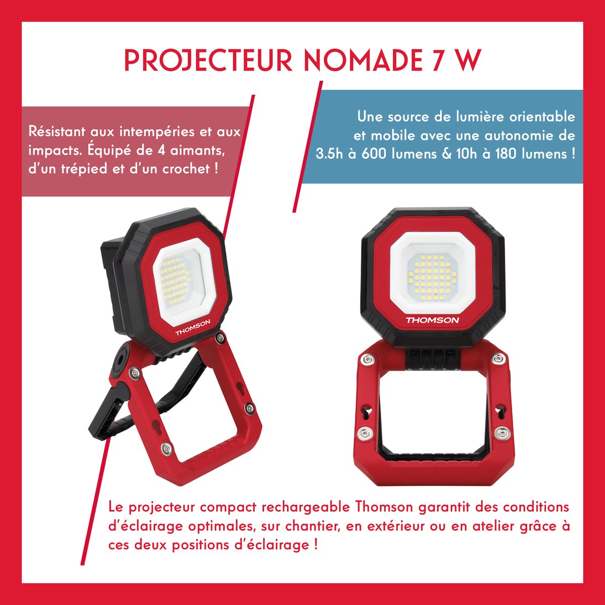 Thomson_FRA's tweet photo. Offrant un éclairage puissant de 600 lumens, le projecteur nomade compact #Thomson garantit des conditions optimales d'éclairage, aussi bien pour vos chantiers en intérieur qu'en extérieur !💡🔦⚡

▶️  https://t.co/WPCetXac9R

#ThomsonÉlectricité #ProjecteurLed #Électricité https://t.co/TD5NYGm1Db