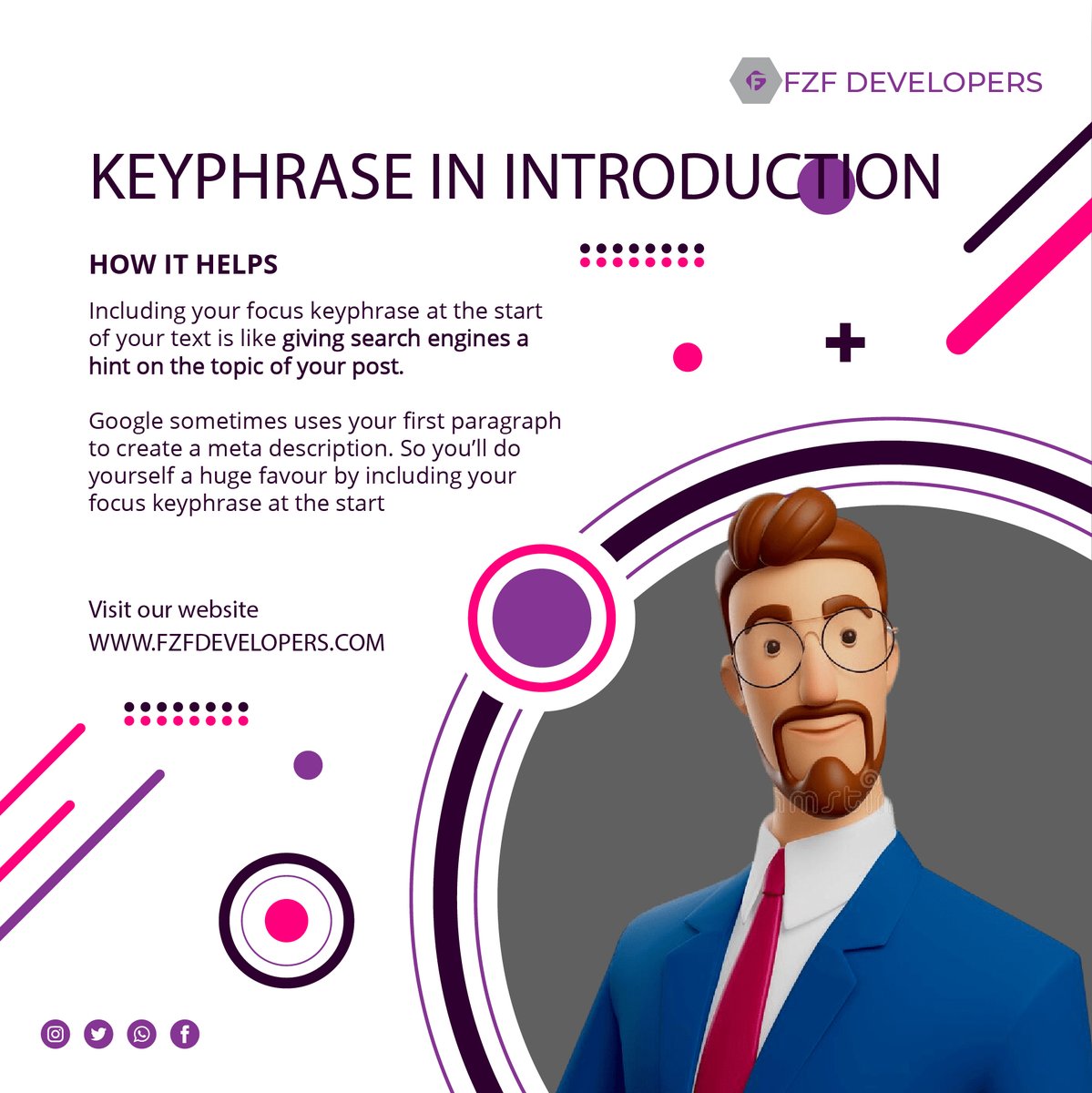 FZF_Developers's tweet photo. Most SEO specialists believe that you should use your focus keyword in the first paragraph if you truly want to create an SEO-friendly introduction. You want your target audience to recognize what they are looking for in search engines instantly.
#fzfdevelopers
#keyphrase https://t.co/D6MIXL89Dn