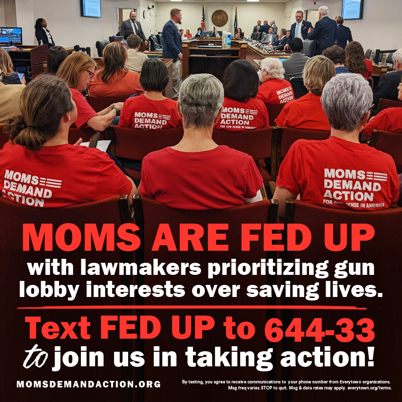 MomsDemand's tweet photo. #FedUp with lawmakers who prioritize gun lobby interests over saving lives?

We've made it easy to call your US House rep and tell them to take action on gun safety: Simply text the words FED UP to 644-33 and we'll connect you! https://t.co/0D1OaKh8Ui
