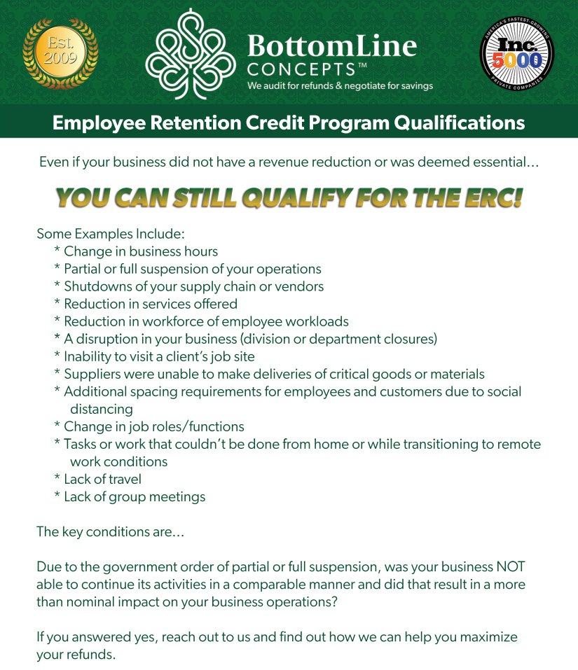 WelzTheGreat's tweet photo. 😧Struggling from Covid-19? The ERC offers up to $26k per employee. Let Bottom Line Concepts help you qualify and receive funding.
🤯Sign up for a free call and get the financial relief you need!😃👍
https://t.co/hWKLHA1UNf 👈
#ERC #BottomLineConcepts #Covid19Relief #helpinghand https://t.co/mydcz4ak6N