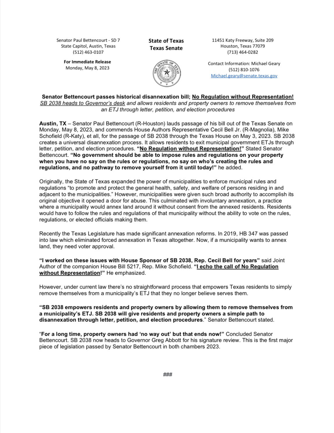 Team Bettencourt on Twitter "No Regulation without Representation! SB