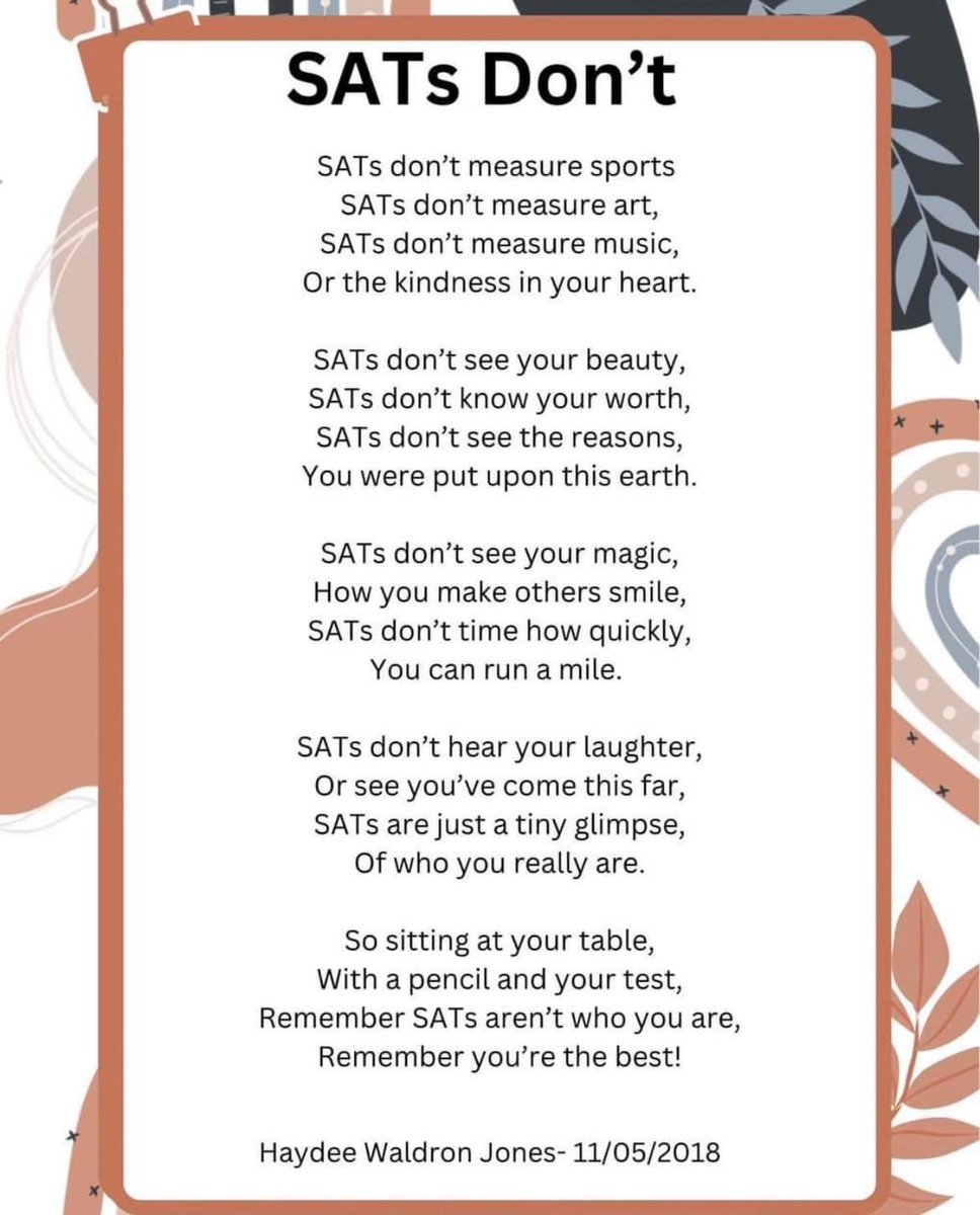 A SATs reminder 🧡