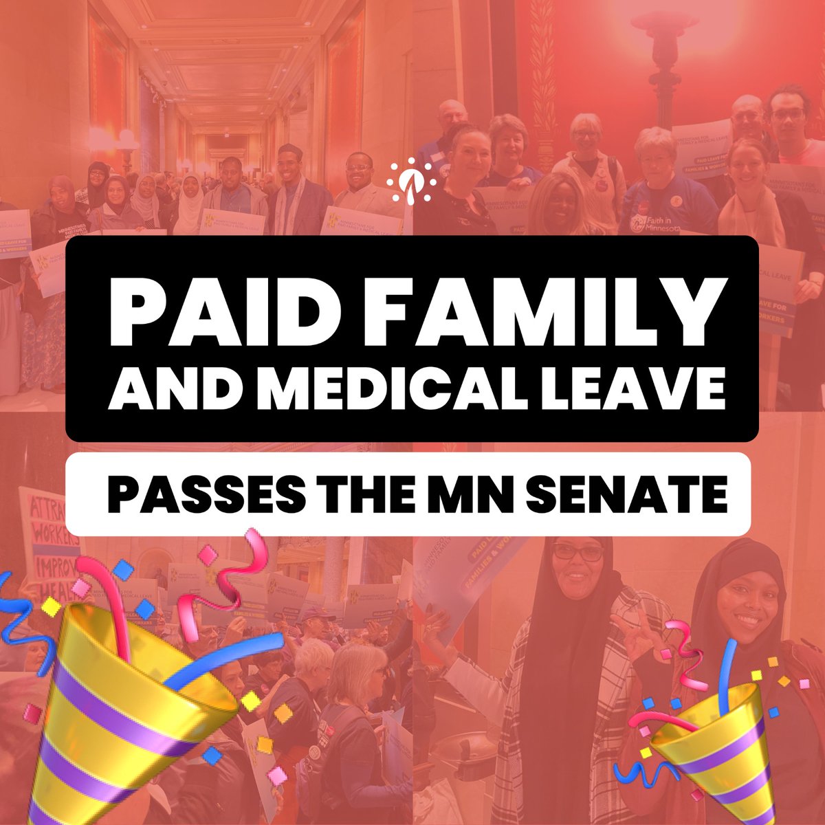 After 8 years, 20 committee hearings this year, and THOUSANDS of Minnesotans showing up this #MNLeg session...
 🎉 #PaidLeaveMN passed the Minnesota Senate! (1/4)