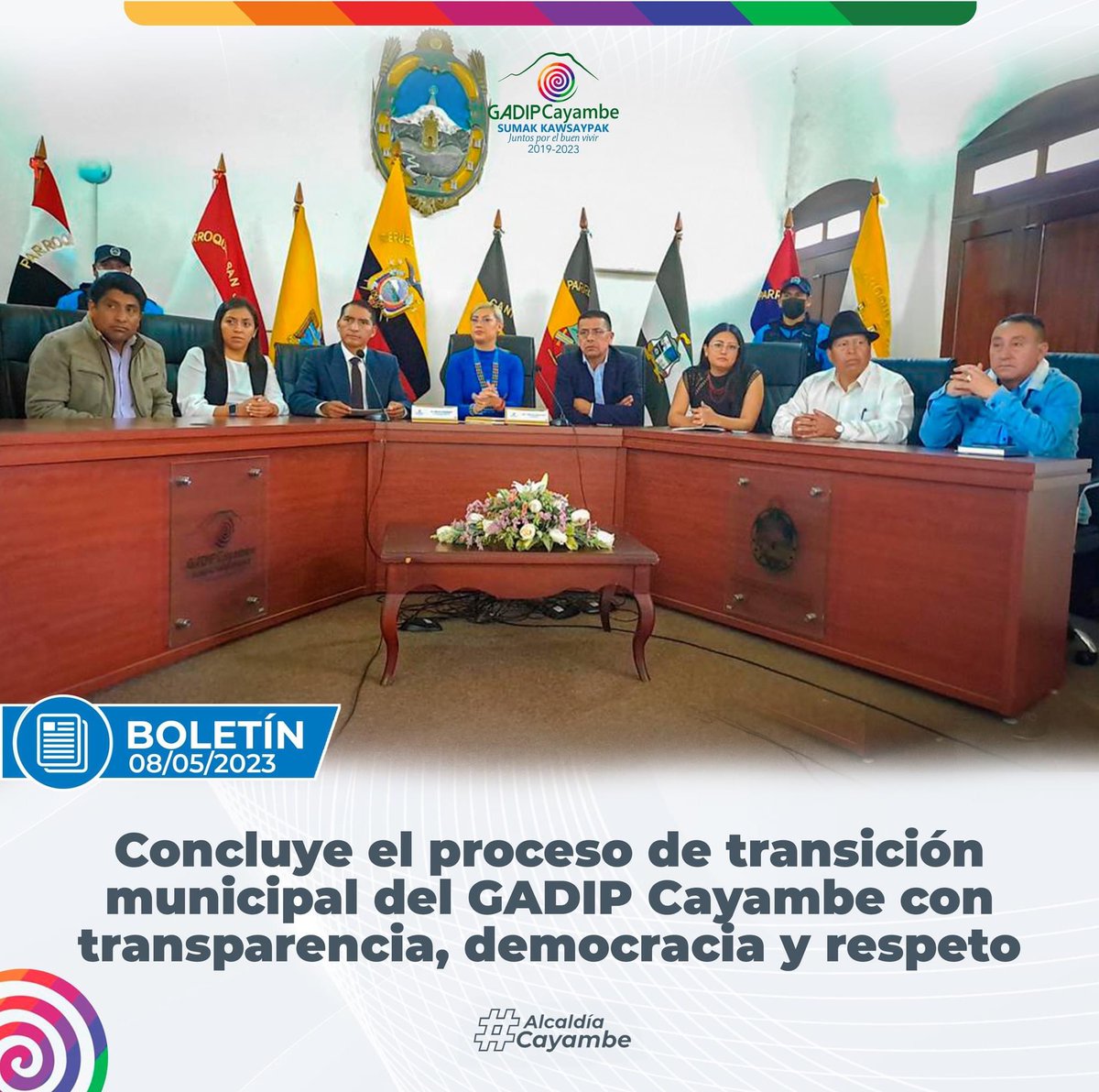 [🤝] #BOLETÍN: Concluye el proceso de transición municipal del <a href="/GADIPCayambe/">GADIP Municipio de Cayambe</a> con transparencia, democracia y respeto.

La Administración 2019-2023 ha facilitado toda la información y gestión en el proceso para garantizar la ejecución de obras y proyectos » bit.ly/TransicionMuni…