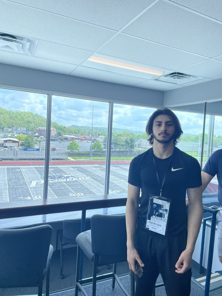 Malik Abu-Saleh (@malikabusaleh) on Twitter photo Had a great time today on campus <a href="/Marietta_FB/">Marietta College Football</a>. Thank you <a href="/CoachHinkleMC/">Thomas Hinkle</a> and the other coaches for having me. Excited for the future. Had a great time today on campus <a href="/Marietta_FB/">Marietta College Football</a>. Thank you <a href="/CoachHinkleMC/">Thomas Hinkle</a> and the other coaches for having me. Excited for the future.