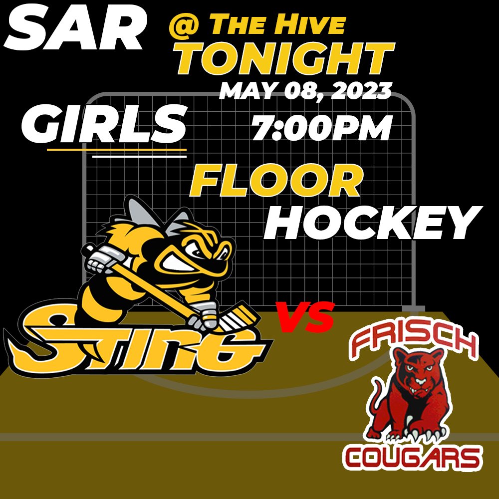 Tonight at The Hive the Girls Floor Hockey team play Frisch in a decisive match to see who will remain undefeated at the top of the standings... Show Your Support, Tune In ... Let's Go Sting! #stingsports <a href="/SARHighSchool/">SAR High School</a>
