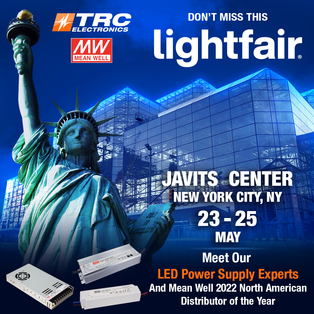 At LightFair 2023, our team of LED driver experts at TRC Electronics will be powering the Javits Center in New York City with Mean Well's superior LED drivers. Drop by booth #927 May 23rd-25th

#ledlighting #LFI #meanwell #trcelectronics #leddrivers #led