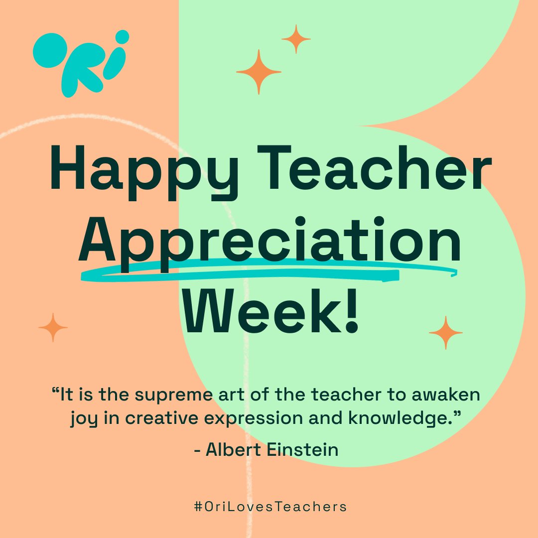 OriLearning's tweet photo. 🎉 Celebrating Teacher Appreciation Week with Gratitude 🎉

❤️ It's Teacher Appreciation Week, and we want to take a moment to say thank you! ❤️

🙏 We understand the challenges that come with being a teacher, and we appreciate your hard work and commitment to your students. https://t.co/F3coWE3JgS