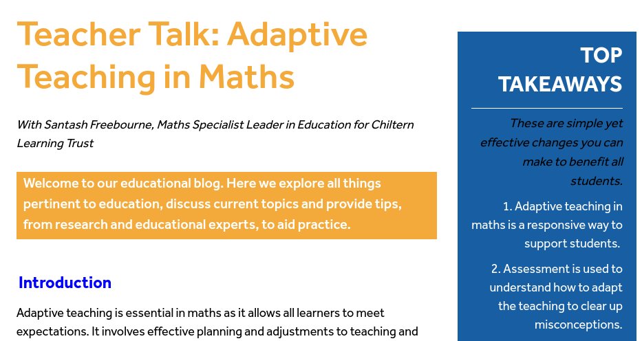 Fit for a King?! 👑 Here's our next, incredible TeacherTalk edition on Adaptive Teaching in Maths by our brilliant SLE, Santash! This leads on from our two recent blogs on: Adaptive Teaching and Anxiety in Maths. Take a look here: teaching-school.co.uk/teachertalk/ @santash2001 #maths