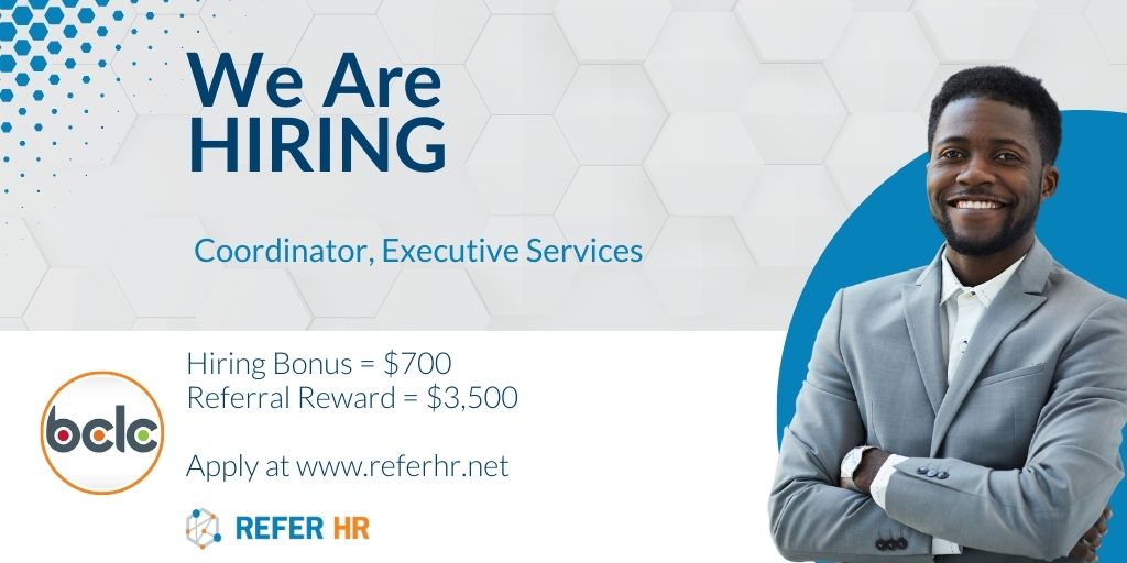 OfficialReferHR's tweet photo. Our valued client BCLC is seeking a Coordinator, Executive Services.  This person provides admin support and coordination activities and is highly visible to internal and external visitors. 

Hiring Bonus: $700 CAD
Referral Reward: $3,500 CAD

Apply at https://t.co/I16Z2pkkrg https://t.co/s062j9E4MY