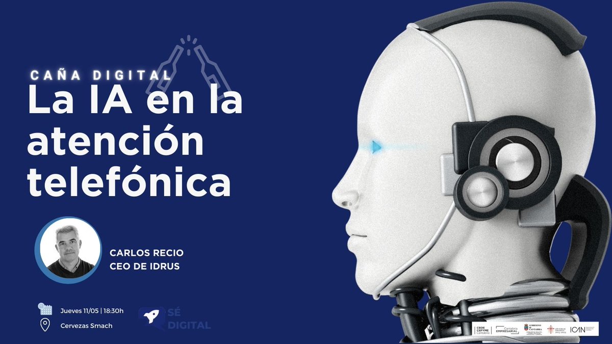 Ceoecant's tweet photo. 📣 Con el segundo jueves de cada mes llega la #cañadigital 🍻
🤖 Carlos Recio, CEO de #Idrus Soluciones e Innovación, empresa líder en España en atención telefónica automatizada, nos hablará del futuro de la atención telefónica.
Regístrate aquí ➡️ https://t.co/KfcGY05y6w https://t.co/qkuHwnpksA