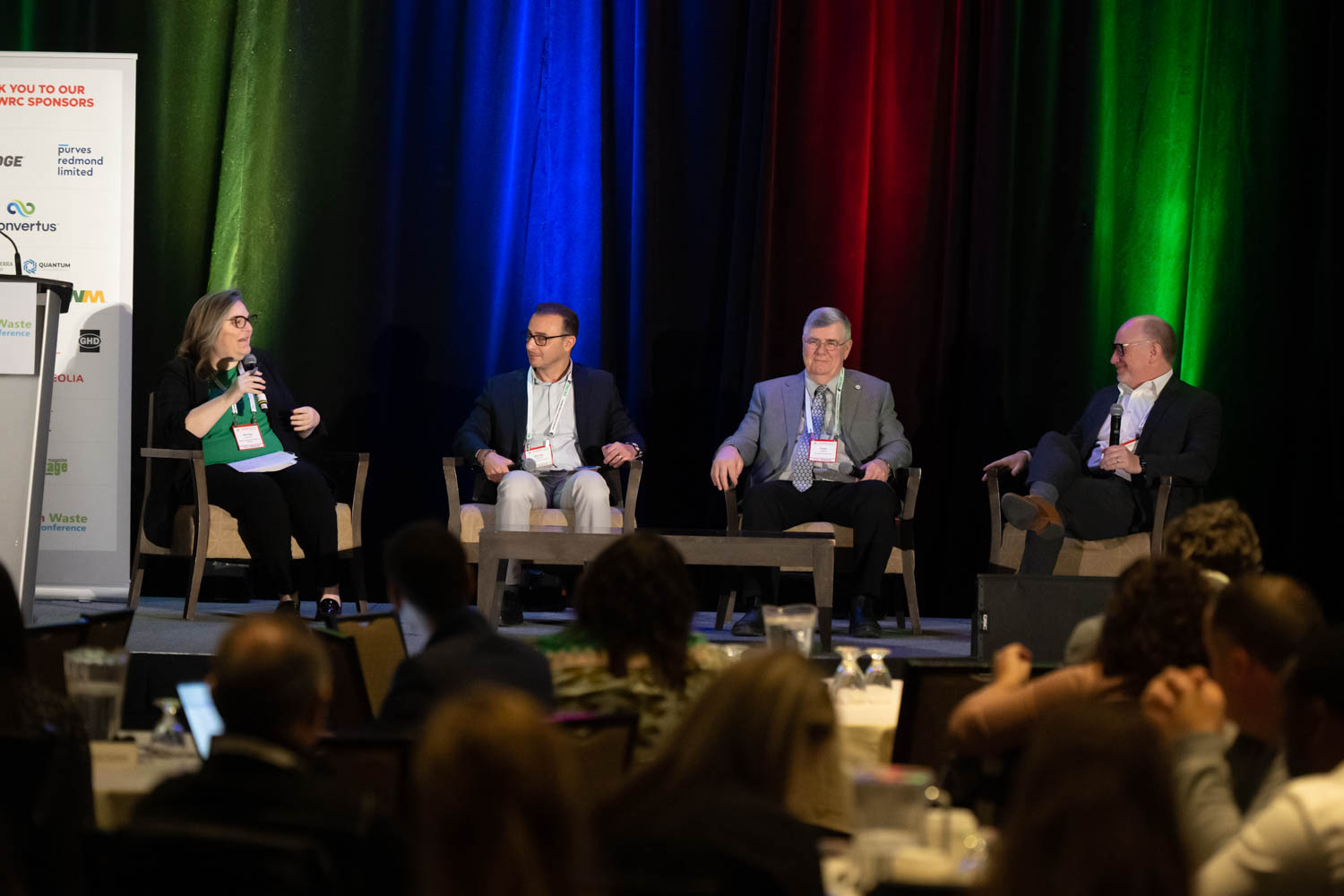 Implementation of EPR Across Canada - Panel from L-R: Michelle Saunders, Vice President Sustainability, Food, Health & Consumer Products of Canada; Michael Zabaneh, Vice President Sustainability, Retail Council of Canada; Frank LeBlanc, CEO, Recycle NB; and, Allen Langdon, CEO, Circular Materials. 