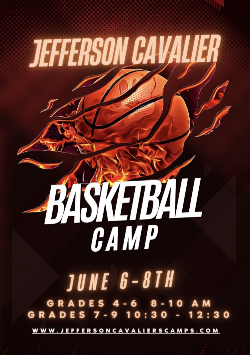 🏀 CAVALIERS BASKETBALL CAMP 🏀 June 6-8    
Please help spread the word .. we would love to have all our Future Cavaliers come join in the fun!!