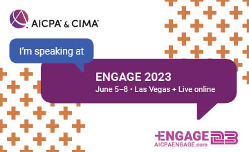 I cannot wait to speak at #AICPAengage conference on June 05 - 08, 2023, at Las Vegas, Live Online! Use my code ENG23 to save $100: ctt.ec/9gGBz+