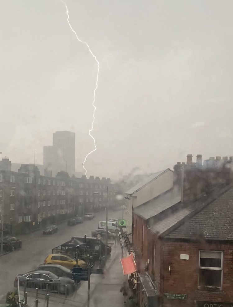 When you start recording because a huge thunderstorm rolls over Dublin out of nowhere and accidentally catch a lightning bolt.

It was bright, warm and dry about 10 minutes ago 😭
