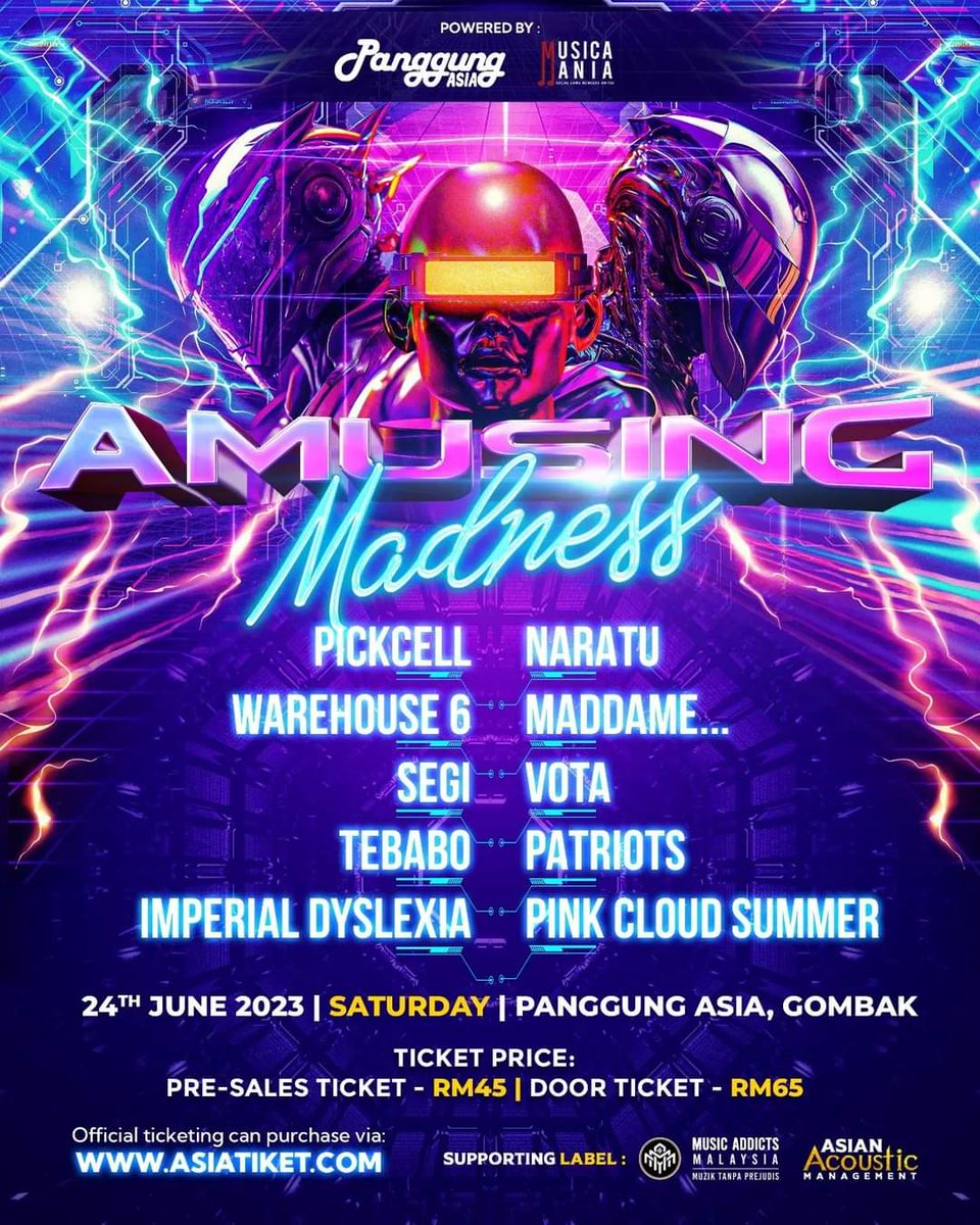 musicamania69's tweet photo. Be the STARLIGHT! 

Amusing Madness wouldn’t be the same without you! Make sure you get tickets before they’re gone.

24/6
Panggung Asia, Kuala Lumpur
 
#AmusingMadness #PanggungAsia #MusicaMania #Starlight #Hysteria #TimeIsRunningOut https://t.co/YRzEbl6fri