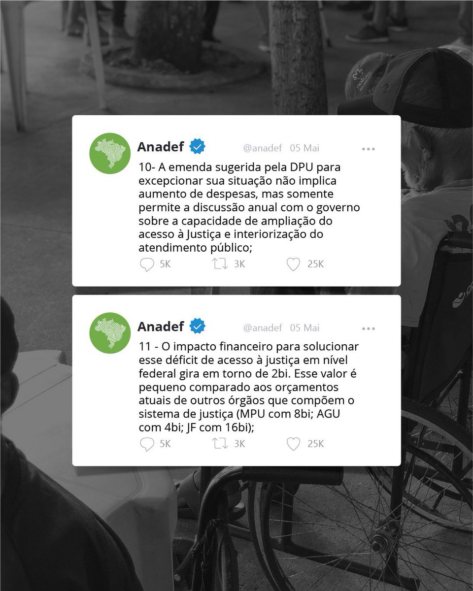 anadef's tweet photo. A Defensoria Pública da União é um dos pilares fundamentais da balança da justiça em nosso país. É ela que está lá, no dia a dia, defendendo e promovendo os direitos das pessoas em situação de extrema vulnerabilidade. Sem ela, milhões de pessoas ficam sem garantir os seus direitos na justiça.

Segue o fio e veja o atual cenário em que a DPU se encontra.

Não podemos permitir esse retrocesso. Uma Defensoria forte, ativa e atuante é o que garante que a balança da justiça não seja desproporcional para todos.

#defensoriaparatodos #arcabouçofiscal #direitoshumanos #DPU