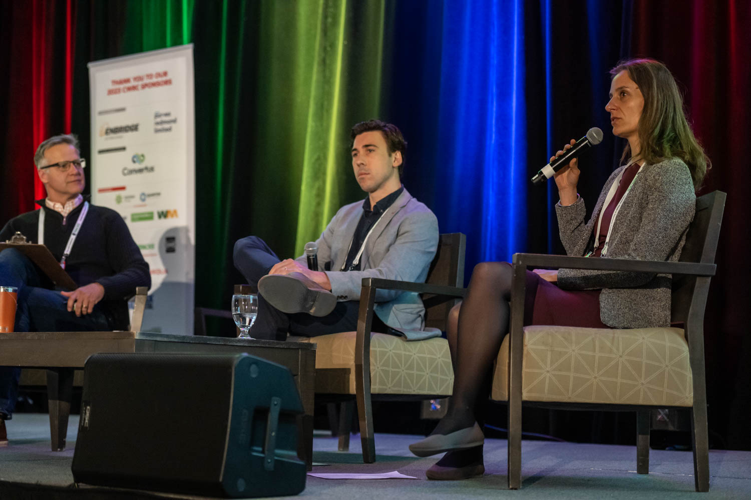 Panel from L-R: Rob Arkell, Senior Project Manager / Sustainability Specialist, Cambium; Andy Delisi, Vice President, Sales, Envirotech Office Systems; and, Tessa Vlaanderen, Associate, Dillon Consulting.