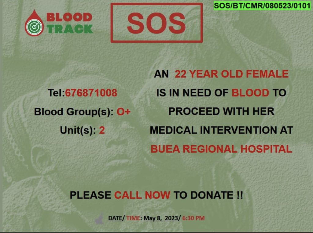 CaraAwankem's tweet photo. Location - Buea Regional Hospital
#BloodTrack https://t.co/HHgWQJxGoa