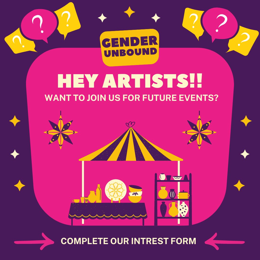 Gender Unbound is a community arts organization that uplifts trans and intersex creatives. 

We are looking towards future events and we'd love for trans and intersex creatives, especially within the Austin and Central Texas area to let us know what y'all are up to!

Form🔗in Bio