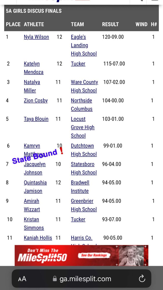 Statesboro_TF's tweet photo. Congratulations to our girls State qualifiers! https://t.co/YcjLd8FAyy