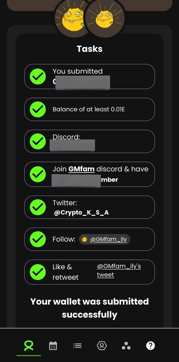 CRYPTOKSA's tweet photo. خطوات لضمان حصولك على airdrops 
التوزيع المجاني #GMFAM 

1- تابع حسابهم @GMfam_ily
و لايك و رتويت لهذه التغريدة 
2- انضم لقناة التلجرام
https://t.co/fmwsR4f6gV
3- انضم الى قناة الدكستورد
https://t.co/fr95m7FCK5
4- اذهب الى كلمة Join - allowlist
5- SUBMIT Wallet
6- راح يحولك لموقع 
https://t.co/4fSXBlCzaY
 يبي منك ربط حسابك الدكستورد + محفظتك ميتاماسك او ترست والت بالموقع + بعض المهام البسيطة مثل لايك ورت للتغريدة معينه 
7- لابد من وجود رصيد #ETH مقدار 0.01 إيثريوم وليس شرط ان يكون بالمحفظة اكثر 
من الكمية المذكورة ولكن ماراح تحصل على 
الاسقاط الجوي التوزيعات اذا كان محفظتك
اقل من 0.01 إيثريوم..

راح يتم توزيع #GMFAM إلى
عدد 20,000 الف محفظة مختلفة 

لاتنسى تمنشن اصدقائك و احبابك وشارك الخير 
مع الجميع ❤️

مشاركتك في هذا الاسقاط الجوي التوزيعات airdrops هي اختيارك و مسؤوليتك الكاملة

واكيد ليست نصيحة استثمارية ولا دعوة للشراء او البيع ✅

موفقين حبايب قلبي ❤️🎁