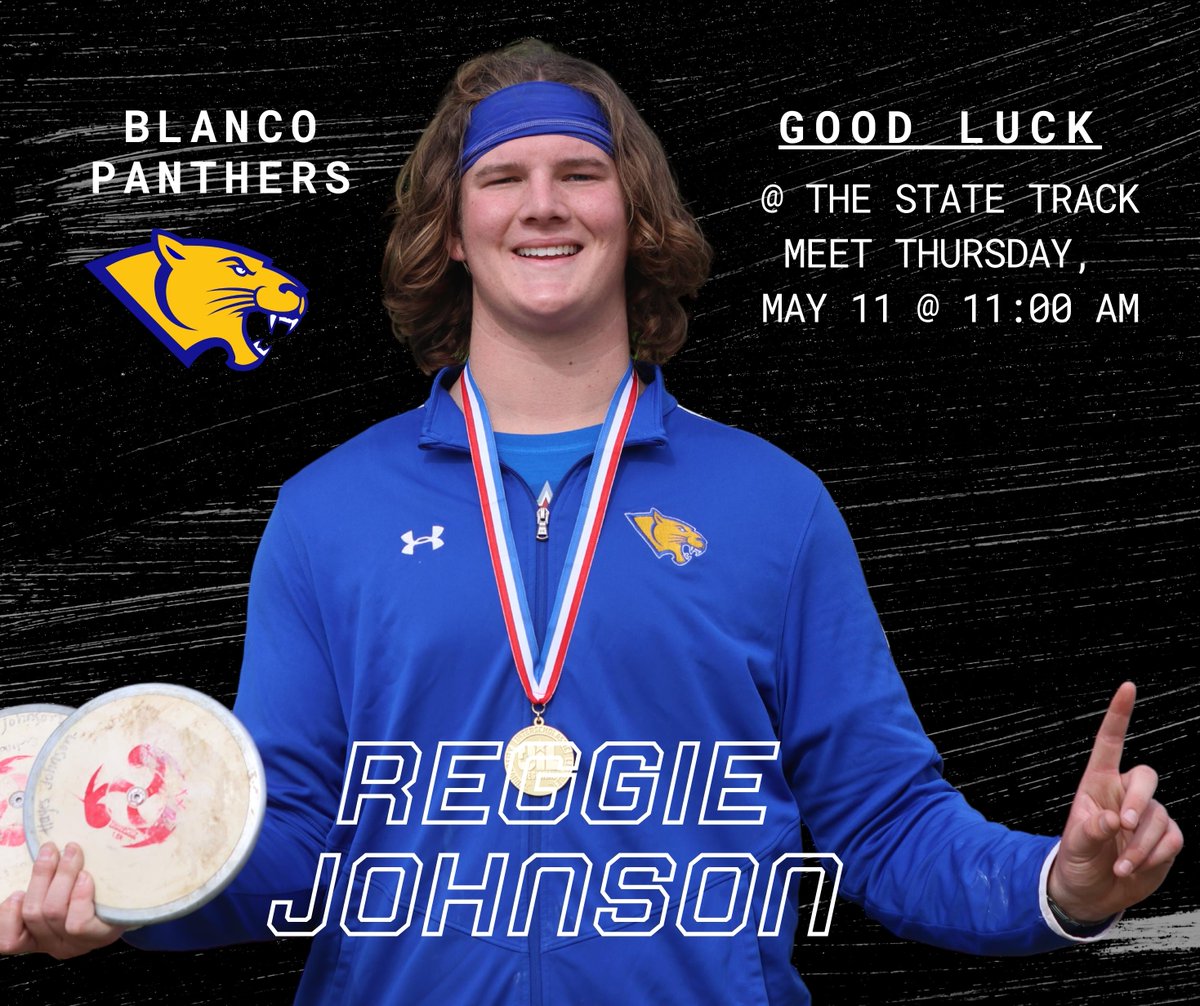 Reggie Johnson will be competing at the State Track Meet on Thursday, May 11th @ 11:00 AM.  #PantherPride #GoodLuck