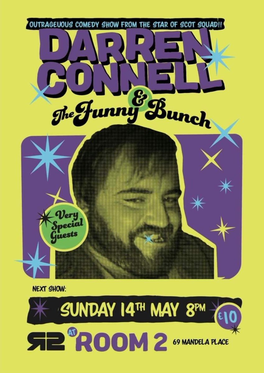 Room 2 Glasgow (@room2glasgow) on Twitter photo <a href="/GlaComedyClub/">The Glasgow Comedy Club</a> presents...
Sun 14th May. 7.30-10.45pm.
<a href="/DarrenConnell87/">Darren Connell</a> & The Funny Bunch with <a href="/GaryFaulds1/">Gary Faulds</a> Mikey Motion & Brian Kavanagh
Tickets 🎟 🎫 available via room-2.co.uk 18+.
All seated gig. Seats allocated on a first come, first served basis. <a href="/GlaComedyClub/">The Glasgow Comedy Club</a> presents...
Sun 14th May. 7.30-10.45pm.
<a href="/DarrenConnell87/">Darren Connell</a> & The Funny Bunch with <a href="/GaryFaulds1/">Gary Faulds</a> Mikey Motion & Brian Kavanagh
Tickets 🎟 🎫 available via room-2.co.uk 18+.
All seated gig. Seats allocated on a first come, first served basis.