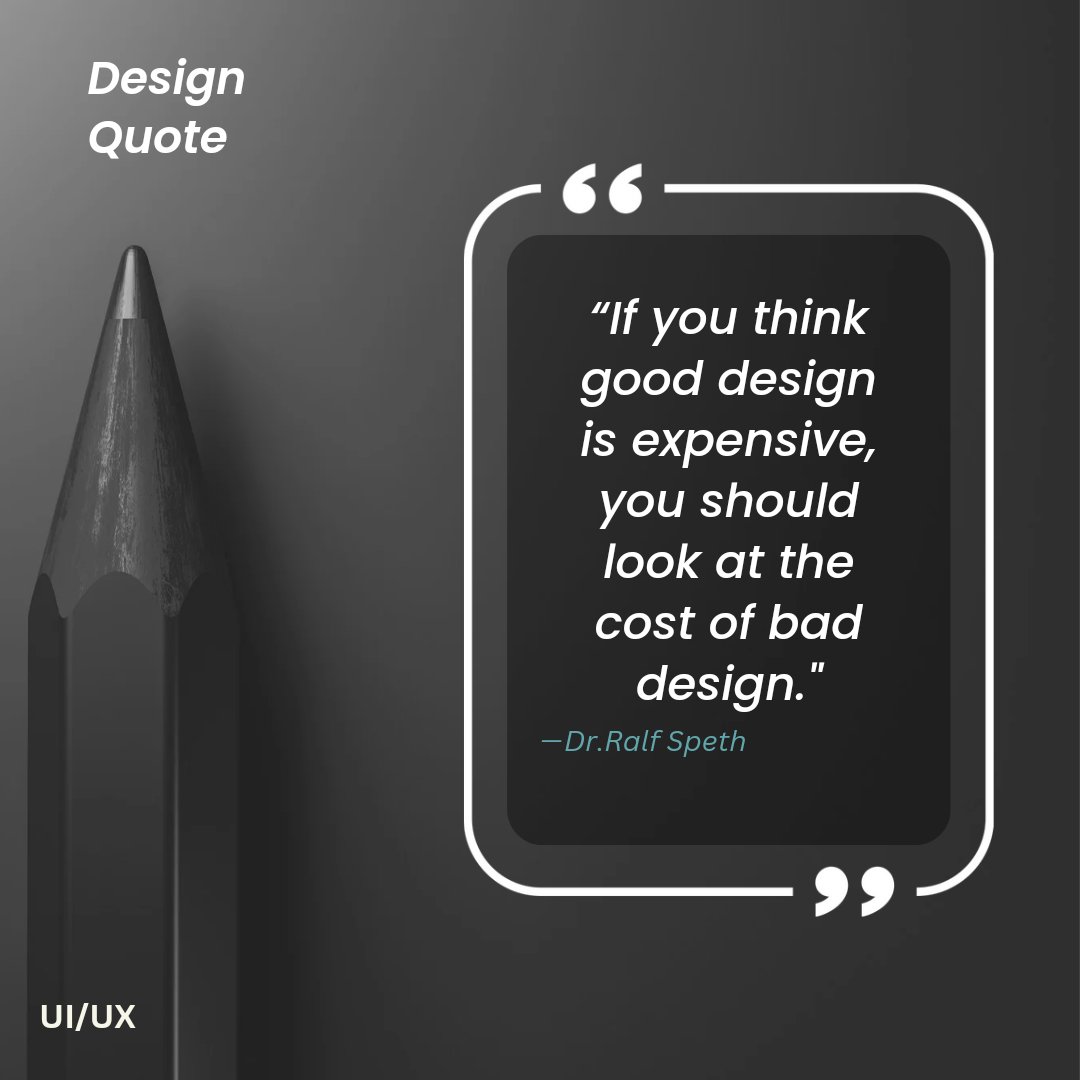 Good design is expensive, but bad design costs even more. Hence, it is better to spend reasonable time, money and effort to build experiences that can make a difference.💫

#design #uxquotes #uxuidesigner #uxui #ux #DailyUI #ui #mondaymotivation #Coronation #SuccessionHBO #LCFC