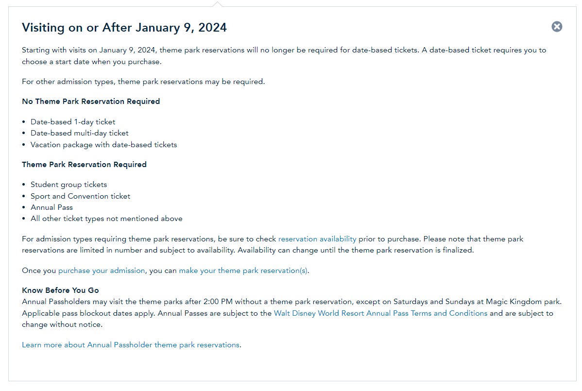 Theme Park Reservations No Longer Needed for Date-Based Tickets